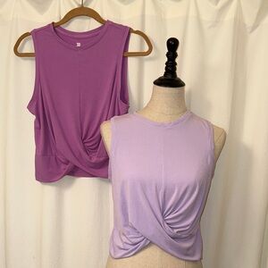 All in Motion Purple Twist Tank Tops (2) SZ M